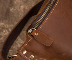 Cool Brown LEATHER MENS FANNY PACK FOR MEN BUMBAG WAIST BAGS - imessengerbags