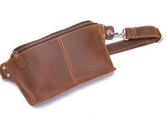 Cool Brown LEATHER MENS FANNY PACK FOR MEN BUMBAG WAIST BAGS - imessengerbags