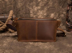 Cool Brown LEATHER MENS FANNY PACK FOR MEN BUMBAG WAIST BAGS - imessengerbags