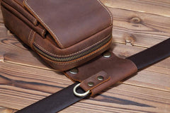 Brown Leather Cell Phone HOLSTER Mens Belt Pouches Waist Bags BELT BAG Sports Bag For Men