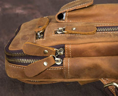 Retro Brown Leather Chest Bag Sling Bag Crossbody Sling Bag Hiking Sling Bag For Men - imessengerbags