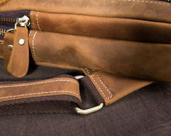 Retro Brown Leather Chest Bag Sling Bag Crossbody Sling Bag Hiking Sling Bag For Men - imessengerbags