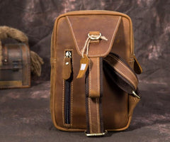 Retro Brown Leather Chest Bag Sling Bag Crossbody Sling Bag Hiking Sling Bag For Men - imessengerbags