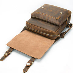 Vintage Brown Leather Men's 14inch Laptop Backpack College Backpack For Men - imessengerbags