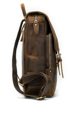 Vintage Brown Leather Men's 14inch Laptop Backpack College Backpack For Men - imessengerbags