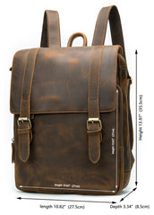 Vintage Brown Leather Men's 14inch Laptop Backpack College Backpack For Men - imessengerbags