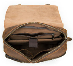 Vintage Brown Leather Men's 14inch Laptop Backpack College Backpack For Men - imessengerbags