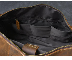 Retro Brown Leather Men's Business Overnight Bag Large Travel Bag Duffel Bag Weekender Bag For Men - imessengerbags