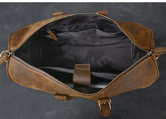 Retro Brown Leather Men's Business Overnight Bag Large Travel Bag Duffel Bag Weekender Bag For Men - imessengerbags