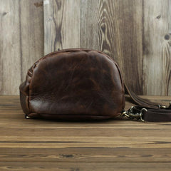 Brown Leather Men's Sling Bag Chest Bag Vintage One shoulder Backpack For Men