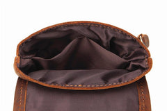 Cool Brown Leather Mens Mini Shoulder Bag Belt Pouch Belt Bags For Men