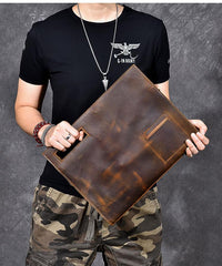 Retro Brown Leather Mens Business Clutch Bag Side Bag Handbag Small Messenger Bag For Men