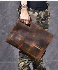 Retro Brown Leather Mens Business Clutch Bag Side Bag Handbag Small Messenger Bag For Men