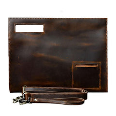 Retro Brown Leather Mens Business Clutch Bag Side Bag Handbag Small Messenger Bag For Men