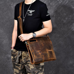 Retro Brown Leather Mens Business Clutch Bag Side Bag Handbag Small Messenger Bag For Men