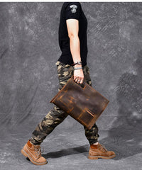 Retro Brown Leather Mens Business Clutch Bag Side Bag Handbag Small Messenger Bag For Men