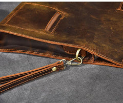 Retro Brown Leather Mens Business Clutch Bag Side Bag Handbag Small Messenger Bag For Men