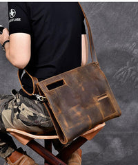 Retro Brown Leather Mens Business Clutch Bag Side Bag Handbag Small Messenger Bag For Men