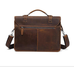 Vintage Brown Leather Men's Professional Briefcase Handbag 14‘’ Laptop Briefcase For Men - imessengerbags