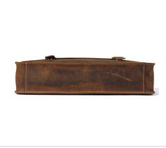 Vintage Brown Leather Men's Professional Briefcase Handbag 14‘’ Laptop Briefcase For Men - imessengerbags