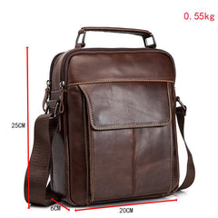 Cool Brown Leather Men's Small Vertical Messenger Bag Brown Small Side Bag For Men - imessengerbags
