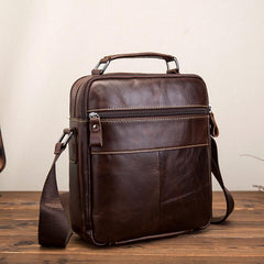 Cool Brown Leather Men's Small Vertical Messenger Bag Brown Small Side Bag For Men - imessengerbags