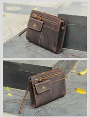 Cool Business Leather Mens Small Messenger Bag Wristlet Bag Side Bag Purse Clutch For Men