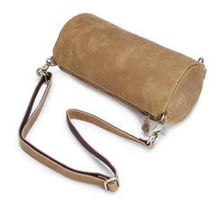 Light Brown Leather Mens Barrel Shoulder Bag Side Bag Messenger Bag For Men - imessengerbags