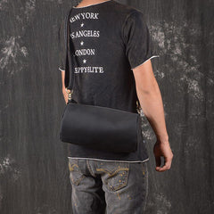 Light Brown Leather Mens Barrel Shoulder Bag Side Bag Messenger Bag For Men - imessengerbags