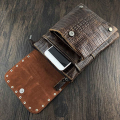 Badass Brown Leather Men's Small Vertical Shoulder Bag Side Bag Courier Bag Messenger Bag For Men - imessengerbags