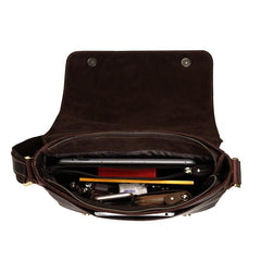 Vintage Casual Leather Mens 12inch Messenger Bag Side Bag Shoulder Bag for Men - imessengerbags