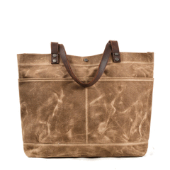 Waxed Canvas Leather Womens Mens Large Pink Tote Bag Shoulder Bag Black Tote Purse For Women - imessengerbags