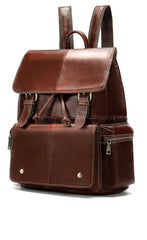 Fashion Leather Men's School Backpack 14inch Computer Backpack Satchel Backpack For Men - imessengerbags