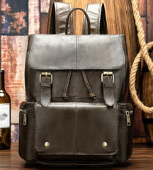Fashion Leather Men's School Backpack 14inch Computer Backpack Satchel Backpack For Men - imessengerbags