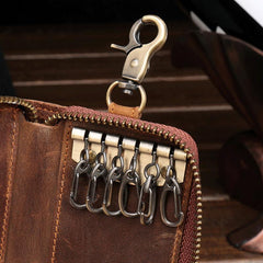 Cool Fashion Leather Men's Car Key Wallet Zipper Key Holder For Men - imessengerbags