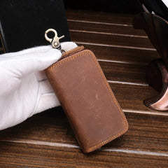 Cool Fashion Leather Men's Car Key Wallet Zipper Key Holder For Men - imessengerbags