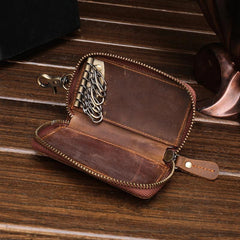 Cool Fashion Leather Men's Car Key Wallet Zipper Key Holder For Men - imessengerbags