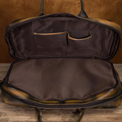 Vintage Brown Leather Men's Briefcase 14'' Computer Briefcase Professional Handbag For Men - imessengerbags