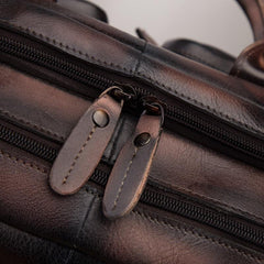 Vintage Brown Leather Men's Briefcase 14'' Computer Briefcase Professional Handbag For Men - imessengerbags
