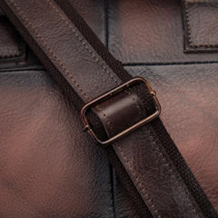 Vintage Brown Leather Men's Briefcase 14'' Computer Briefcase Professional Handbag For Men - imessengerbags