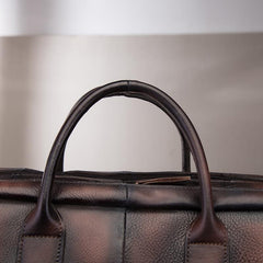 Vintage Brown Leather Men's Briefcase 14'' Computer Briefcase Professional Handbag For Men - imessengerbags