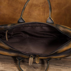 Vintage Brown Leather Men's Briefcase 14'' Computer Briefcase Professional Handbag For Men - imessengerbags