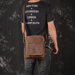 Vintage Leather Men's Small Side Bag Table Bag Small Messenger Bag For Men - imessengerbags