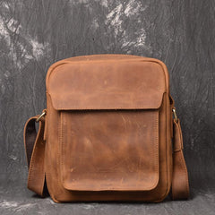 Vintage Leather Men's Small Side Bag Table Bag Small Messenger Bag For Men - imessengerbags