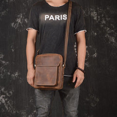 Vintage Leather Men's Small Side Bag Table Bag Small Messenger Bag For Men - imessengerbags