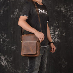 Vintage Leather Men's Small Side Bag Table Bag Small Messenger Bag For Men - imessengerbags