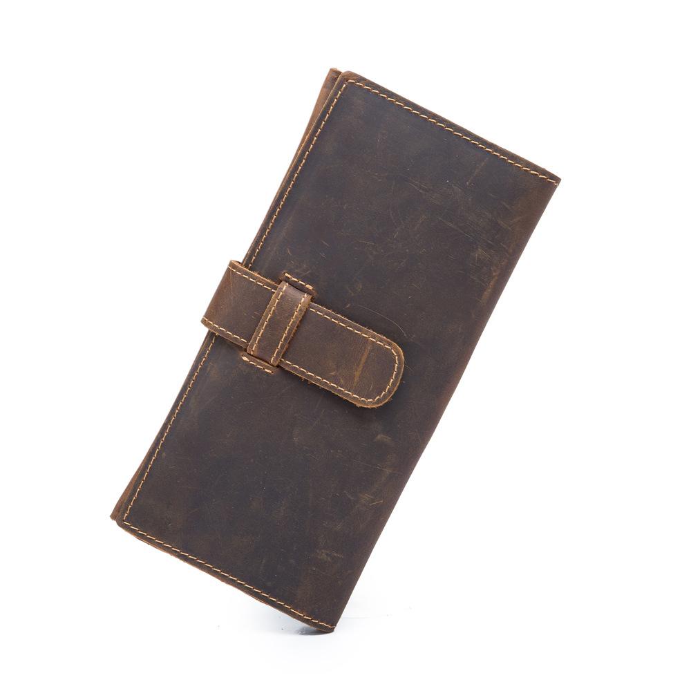 Vintage Brown Leather Men's Bifold Long Wallet Slim Multi Cards Long Wallet For Men - imessengerbags