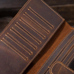 Vintage Brown Leather Men's Bifold Long Wallet Slim Multi Cards Long Wallet For Men - imessengerbags