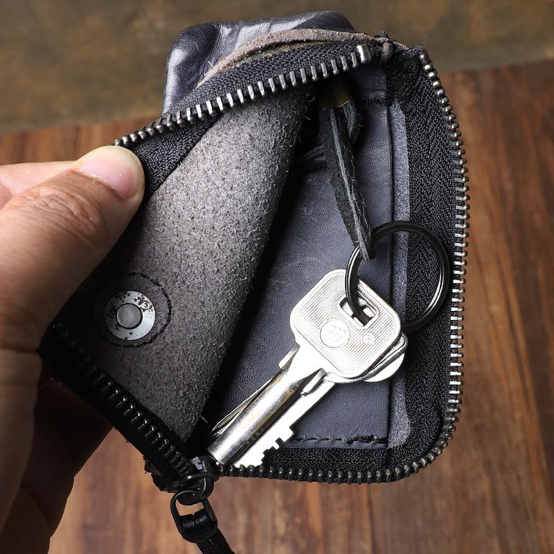 Retro Handmade Mens Leather Key Purse Black Car Key Wallet Card Wallet –  imessengerbags