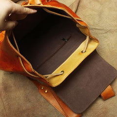 Vintage Lambskin Brown Leather Men's 14'' Laptop Backpack Black Satchel Backpack For Men - imessengerbags
